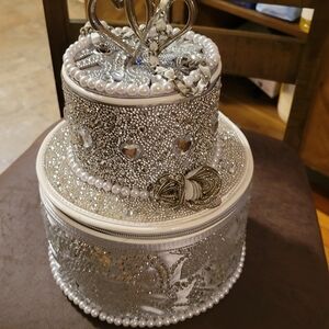 Silver Embellished Jewelry Box